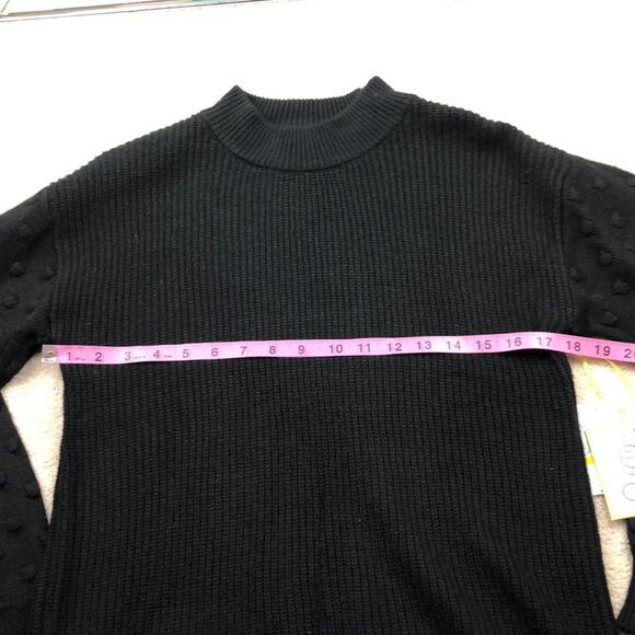 Cece: Mock Neck Knit Polkadot Black Sweater - Picture 4 of 6